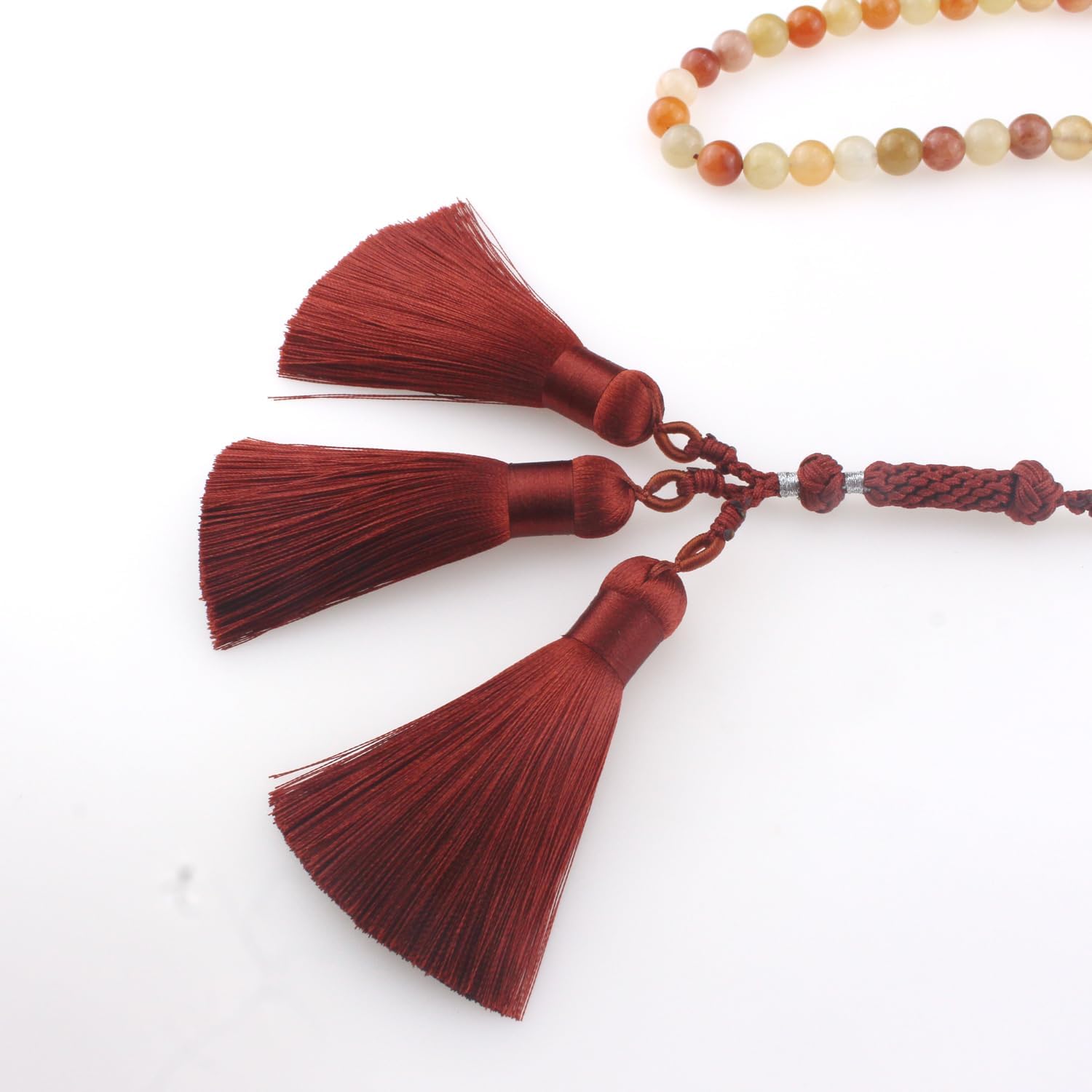 Muslims Islamic Dhikr Tasbeeh Tasbih Prayer Beads, 99 Colorful Jade Stone Beads with Tassel