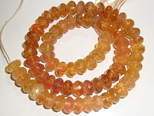 8-8.5mm, 7 inch Strand Gorgeous Genuine Pink Golden Imperial Topaz Faceted Lovely Rondelle
