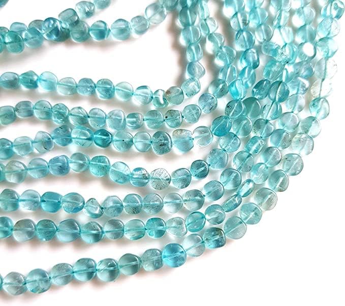 Hanumat Gems Lot of 10 Strands Natural Apatite Gemstone Plain Coin Shape Beads for Jewelry Making 12