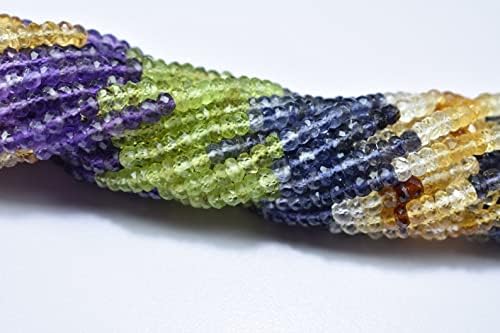 13 inch Strand of Natural gem Multi Stone, 4-5mm Rondelle Faceted Beads for DIY Jewelry Making. | Beads_05594