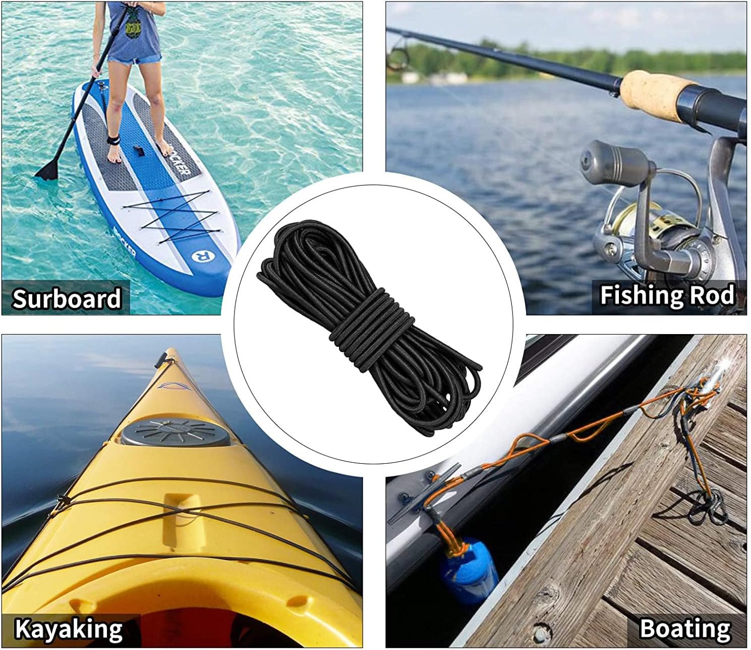 Beading Cords & Threads, Black White Round Strong Stretchy String Rope for Sewing Craft Garment DIY Accessories, 1 Pcs(White Diameter 5mm,10Meters)