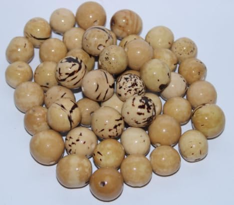 Bombona Beads. 100 Bombona Balls Beige Color. Size: 2.5 cm. Approx. Top Drilled. Natural, Vegan Beads. Jewelry Making Supplies