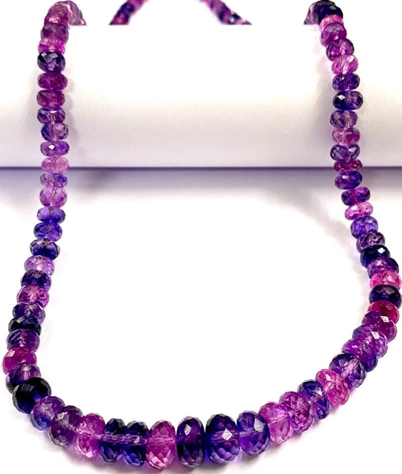 Natural Pinkish~Purple Sapphire roundelle facated Beads 5-8 MM 20 inch Long String Jewelry Making Gemstone Beads for Necklace Bracelet