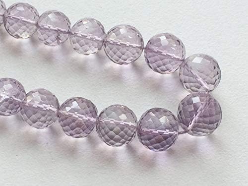 Pink Amethyst - Pink Amethyst Micro Faceted Round Beads, Pink Amethyst Necklace, 7.5mm - 11mm, 18 Inches, 52 Pieces