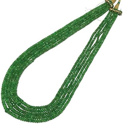 Tsavorite Faceted Rondelle Necklace, Natural Gemstone Beads Necklace, Size 3 to 5.5 mm 18
