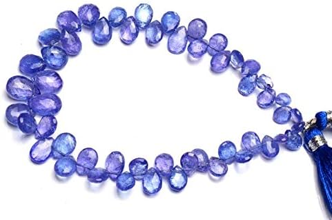GEMZ 4 inch Strand of Natural Tanzanite pear Shape Faceted Cut Blue Color briollete Beads for DIY Jewelry Making- Earring Necklace Bracelet.
