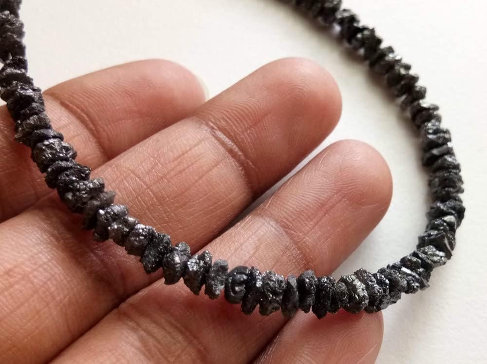 5mm Black Rough Diamond Beads, Black Raw Diamond Beads, 0.5mm Drilled Hole Black Uncut Diamonds For Jewelry (1IN To 4IN Options) - PPD364, 5 MM Drilled)