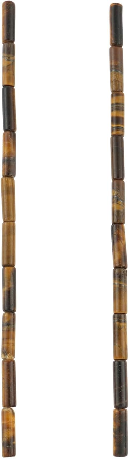 12 Pack: Yellow Tiger's Eye Tube Beads by Bead Landing™