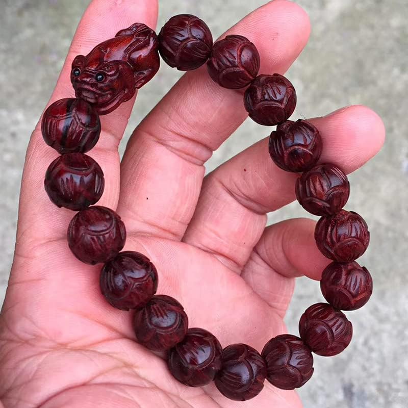 小叶紫檀【莲花貔貅】1.2雕刻莲花珠 配小叶紫檀貔貅佛珠手串(小叶紫檀莲花貔貅)