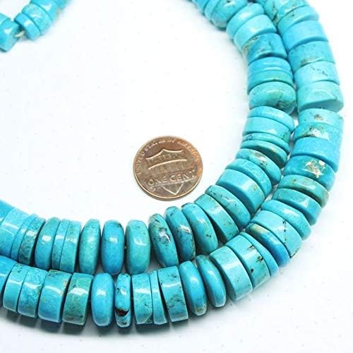 arizona blue turquoise smooth wheel tyre rondelle gemstone loose beads strand 14