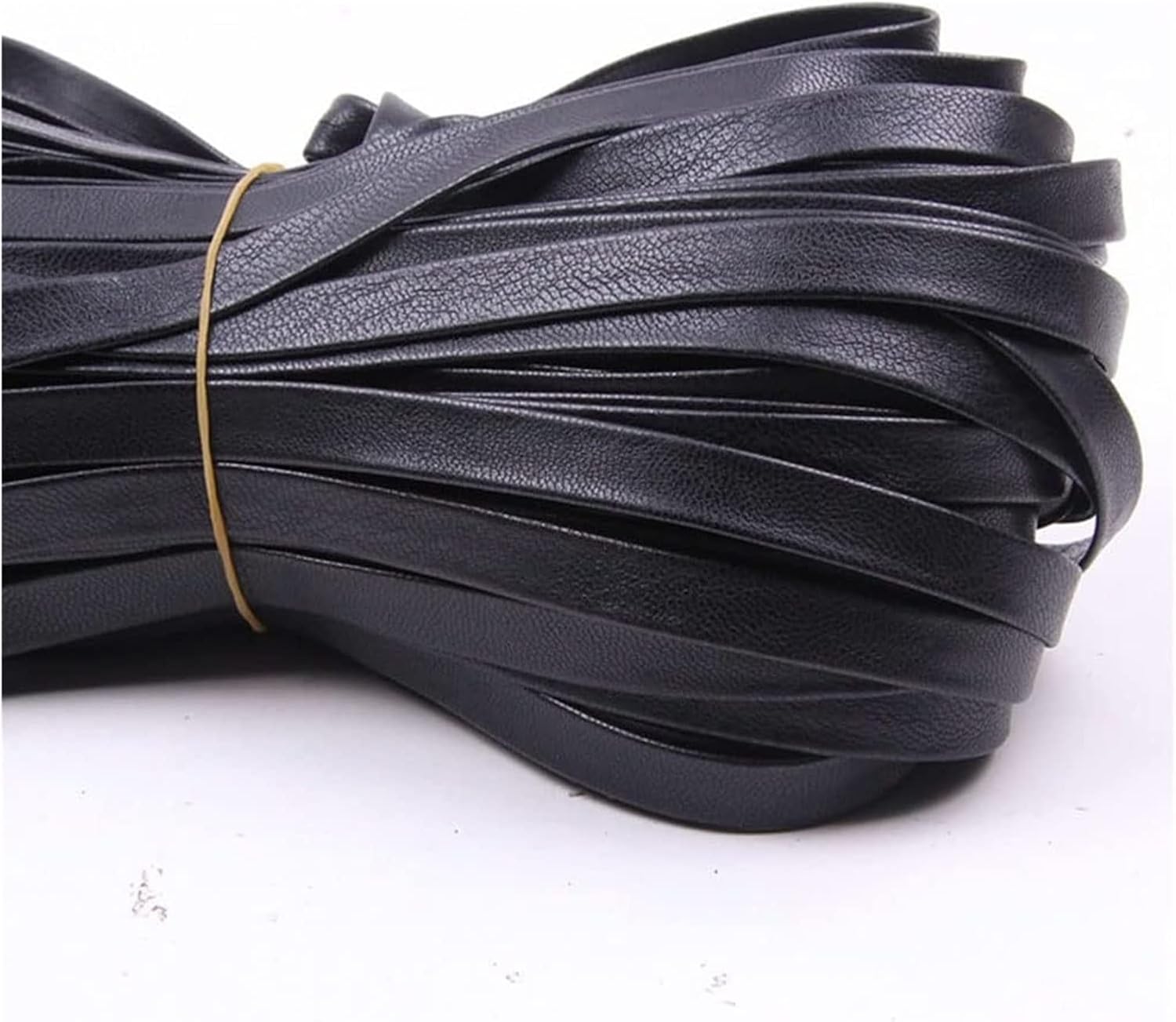RANARA Fold Braided Leather Cord,5 Meters 3-50mm Black Flat Genuine PU Leather Cord Rope Strap Bracelet Necklace for DIY Jewelry Making Accessories (Size : 7mm) (Size : 50mm)