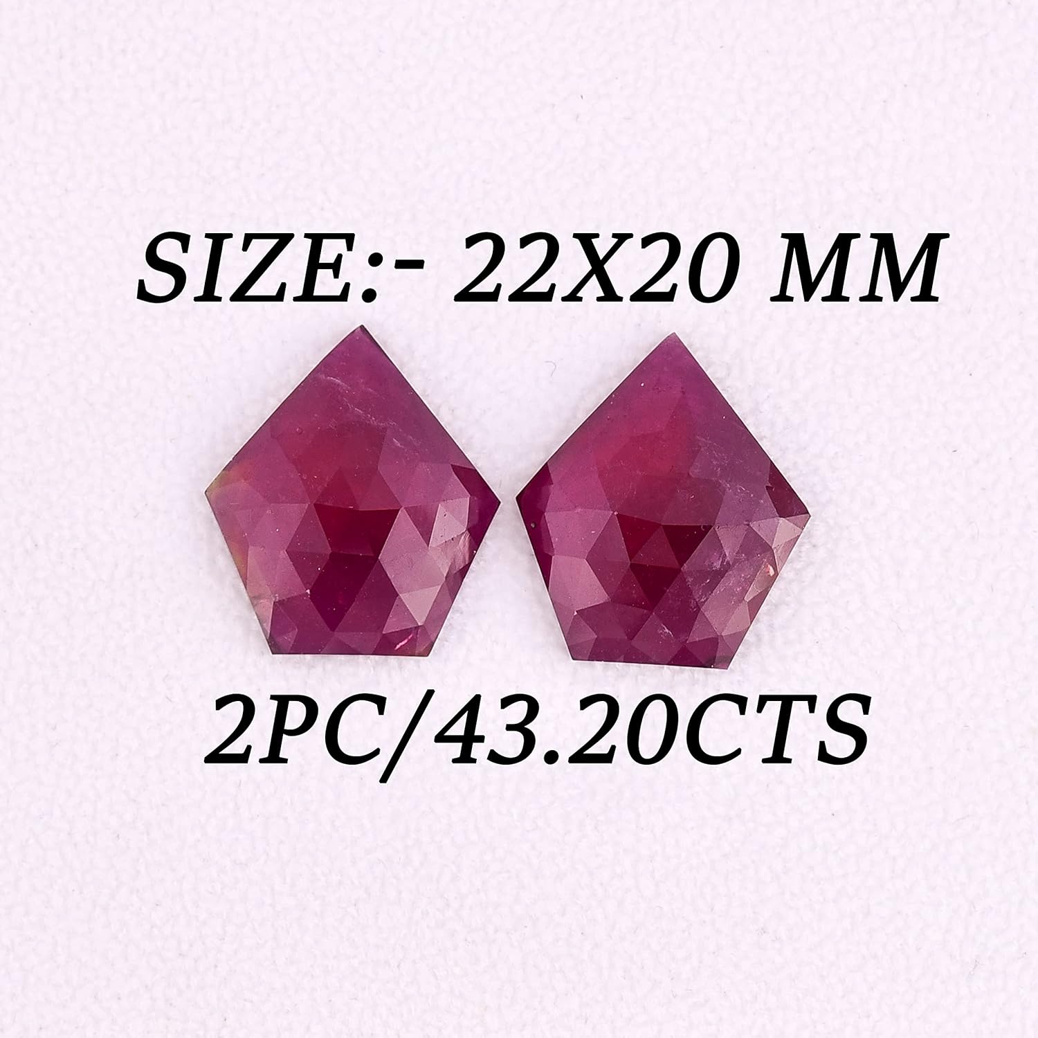 43.20 Ct Pair Ruby Fancy Shape Rose Cut Size 22x20 mm Top Quality Loose Gemstone For Making Earring Jewelry- Fancy Ruby Give Jewelry Antique Look