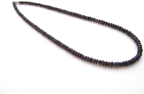 925 sterling Silver Dainty Slave Loose 4-5mm Stracking Blue Black Ethiopian Welo Opal Necklace Rondelle, Faceted 18
