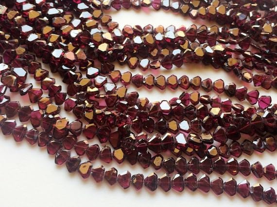 BEADS GEMSTONE 1 Strand Natural Garnet Faceted Fancy Trillion Beads, Natural Garnet Necklace, 6mm, 13 Inch Code-HIGH-18191