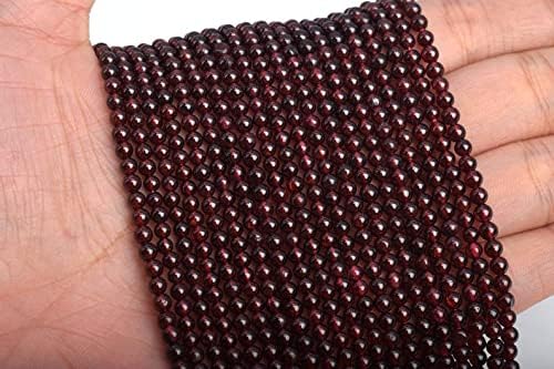 13 inch Strand of Natural gem Garnet, 3-4 mm Round Smooth Beads for DIY Jewelry Making. | Beads_03288