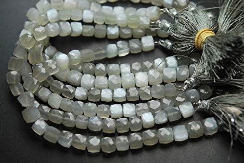 8 Inch Strand, Grey Moonstone Faceted Box Shape Briolettes,6-7mm Size Code-HIGH-65999