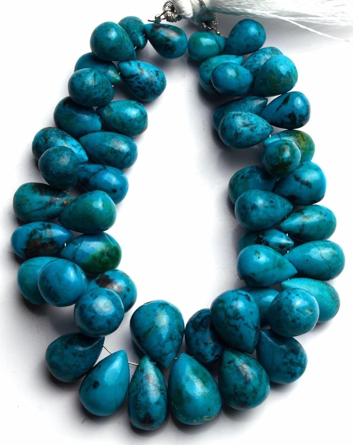 8 inch Strand of Natural Chrysocolla 8x6-13x9mm Teardrop Smooth briolette Beads for DIY Jewelry Making. |BRIO_02283