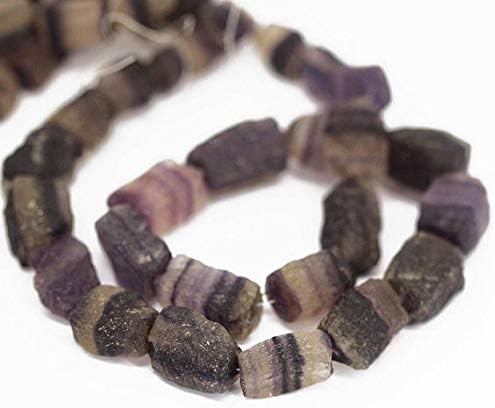 Bi Color Fluorite Rough Hammered Box Square Loose Gemstone Beads Strand 18 Inch Long 15mm 22mm Code-HIGH-1927
