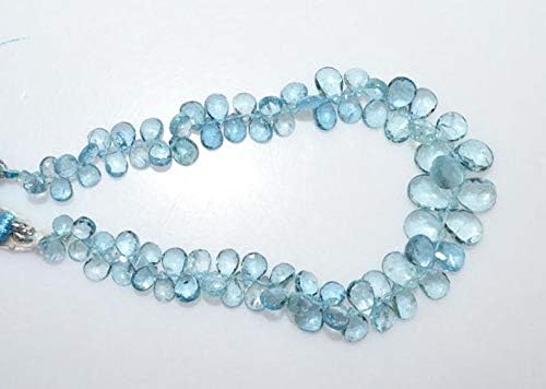 13 inch natural beads strand of 4x5-7x10mm faceted pear aquamarine gemstone briolletes beads for DIY jewelry - necklace, bracelet, earring, ring.