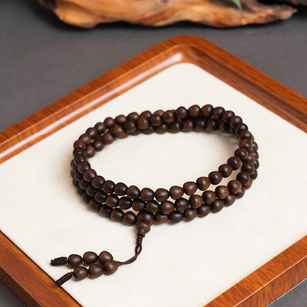 Fusen Red Clay Agarwood Beads 6×6mm*108 Pieces Sweet Plum Aroma, Cooling, Water-Sinking Grade