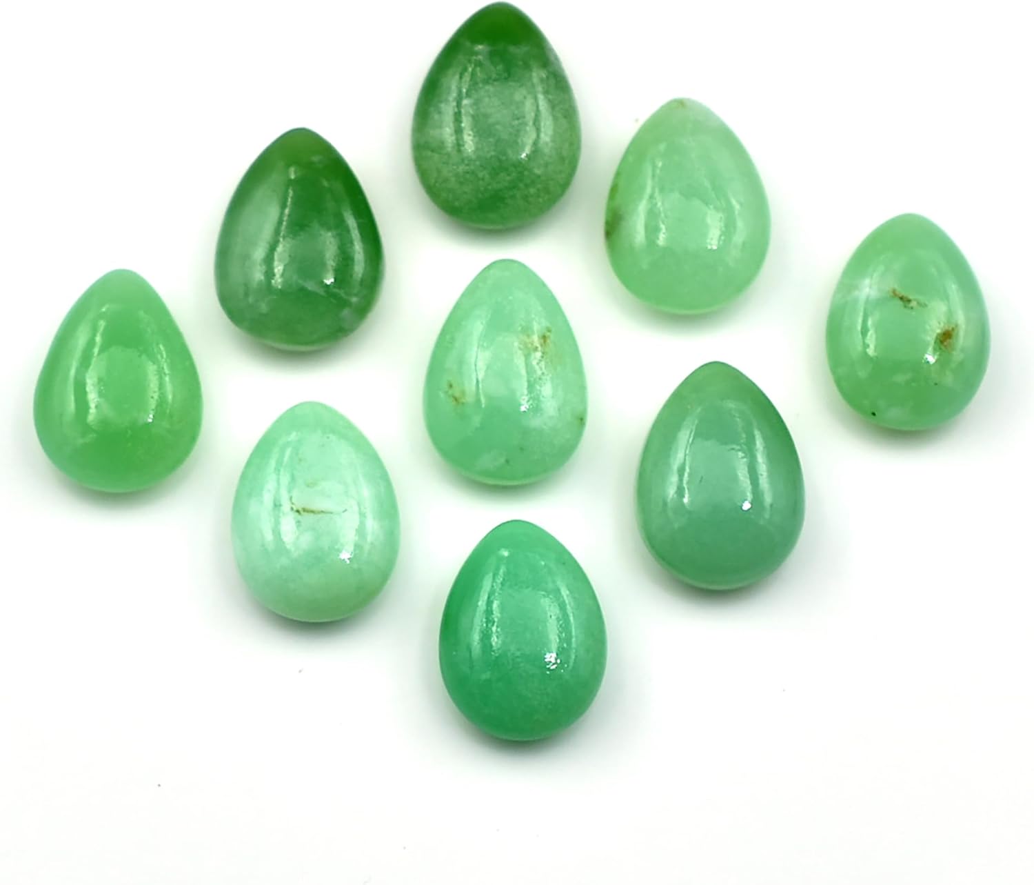 5 Pcs Natural Chrysoprase Stone Beads for Jewelry Making Pear Briolette 10x14 mm Smooth Plain Polished Gemstone Pear Cut Price Per Set Supply