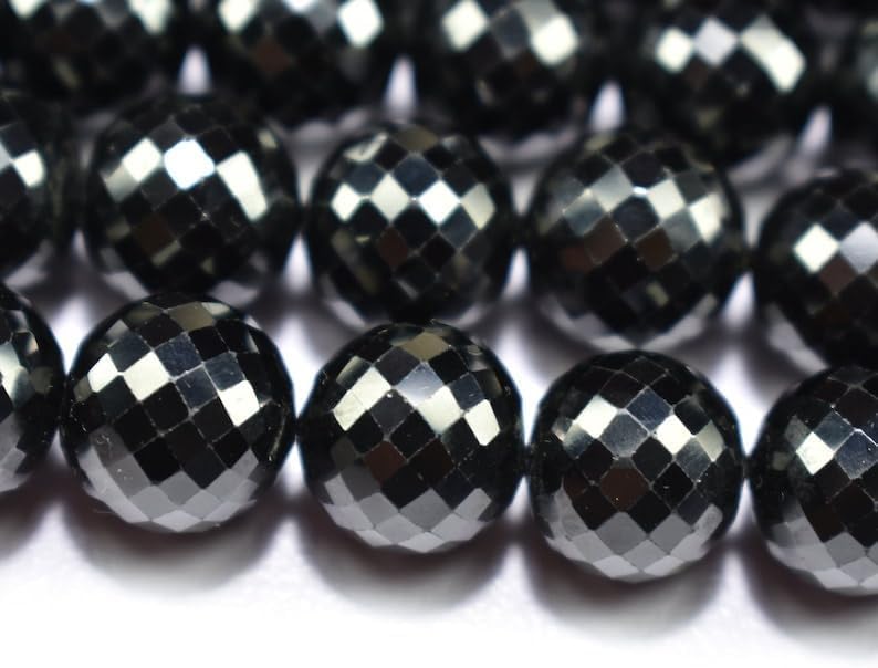 Natural Black Spinel roundella Faceted Beads 11 mm 10 inch Long String Jewelry Making Gemstone Beads for Necklace Bracelet