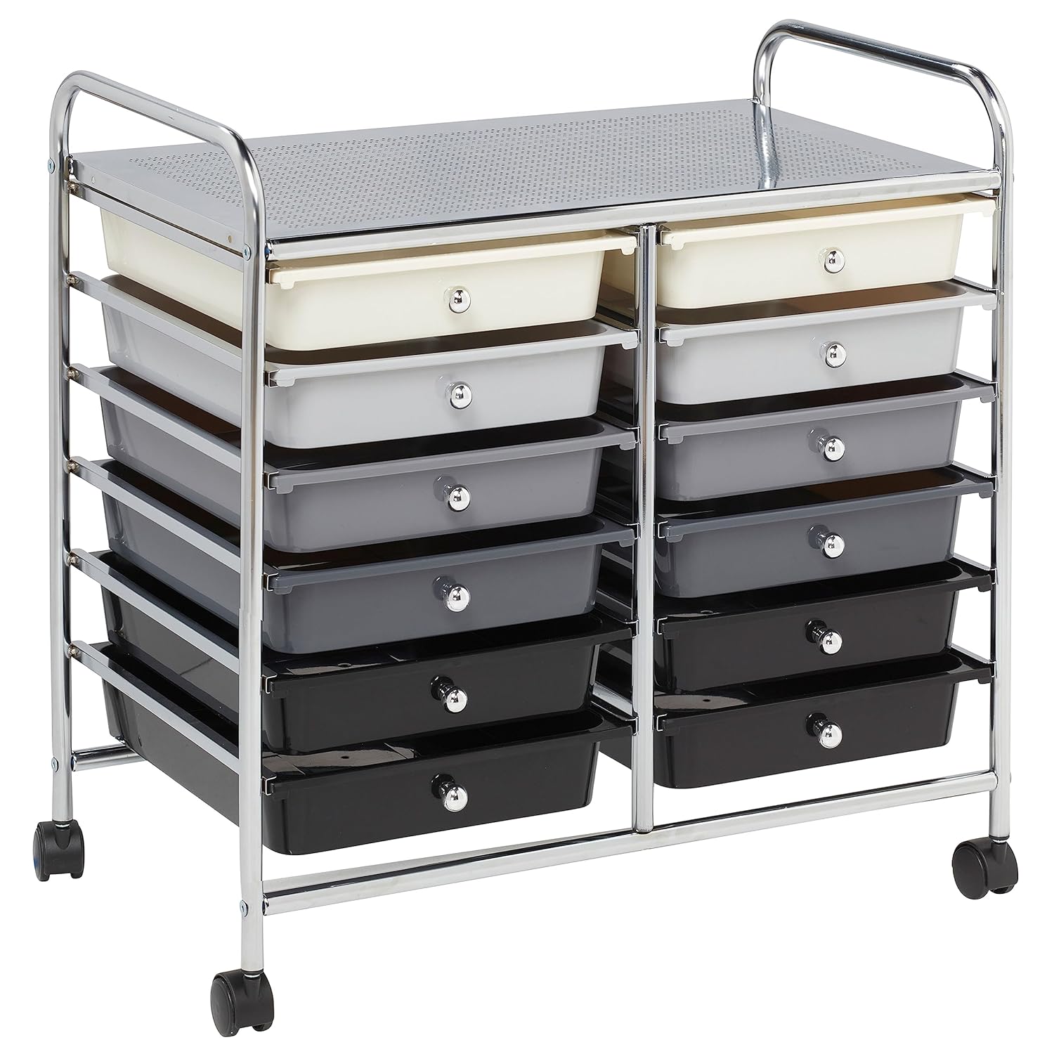 ECR4Kids 12-Drawer Value Mobile Organizer, Storage Cart, Grey Ombre