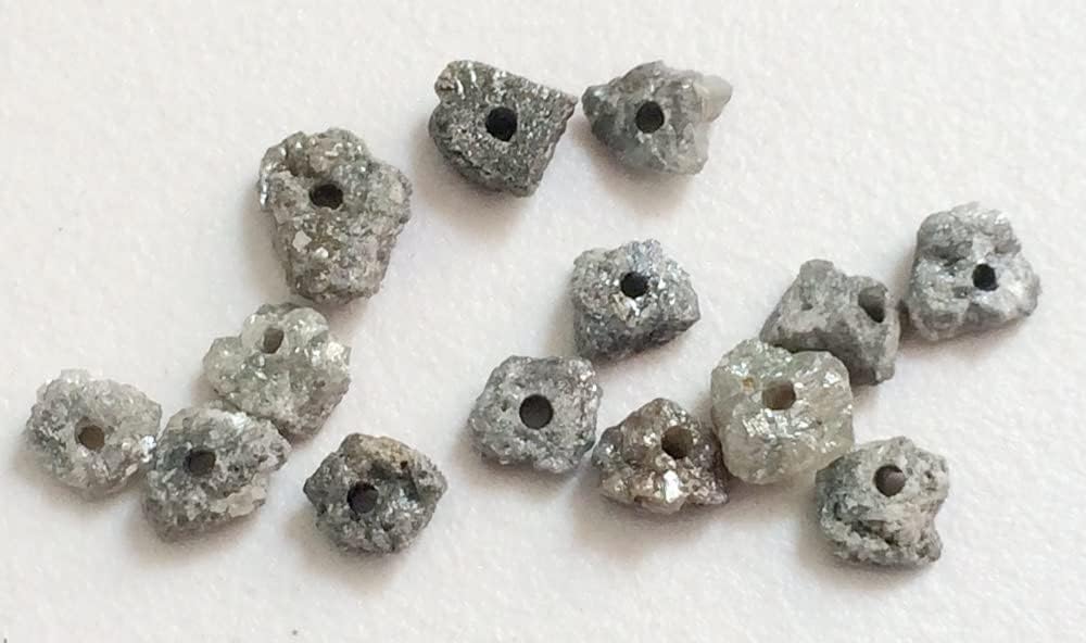 5-7mm Large Hole Gray Rough Diamond Beads, 1mm Drilled Gray Diamond, Chain It And Wear It, Conflict Free Diamonds For jewelry (2Pc To 20Pc), 5-7 MM