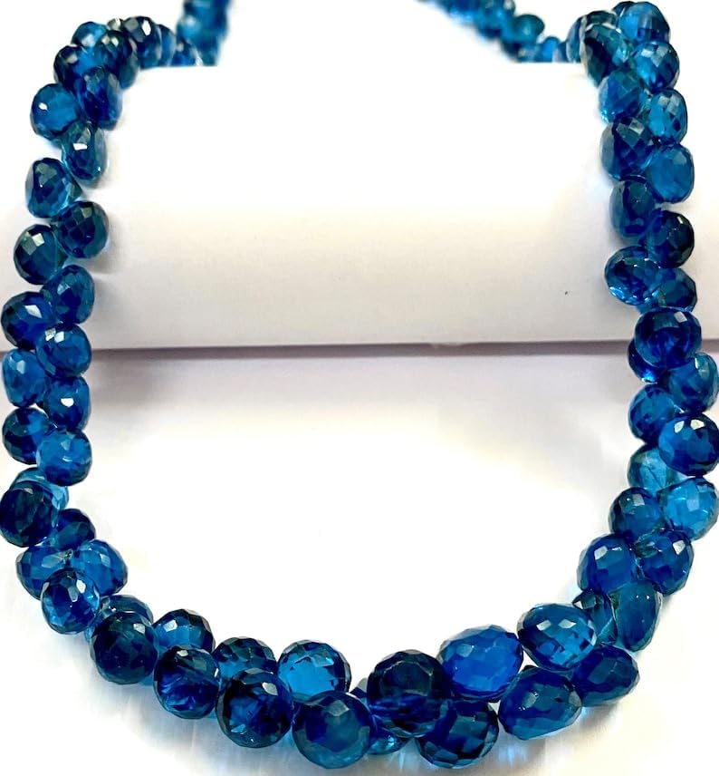 Natural Blue Spinel Onion Faceted Beads 6X8-7X8MM 18 inch Long String Jewelry Making Gemstone Beads for Necklace Bracelet