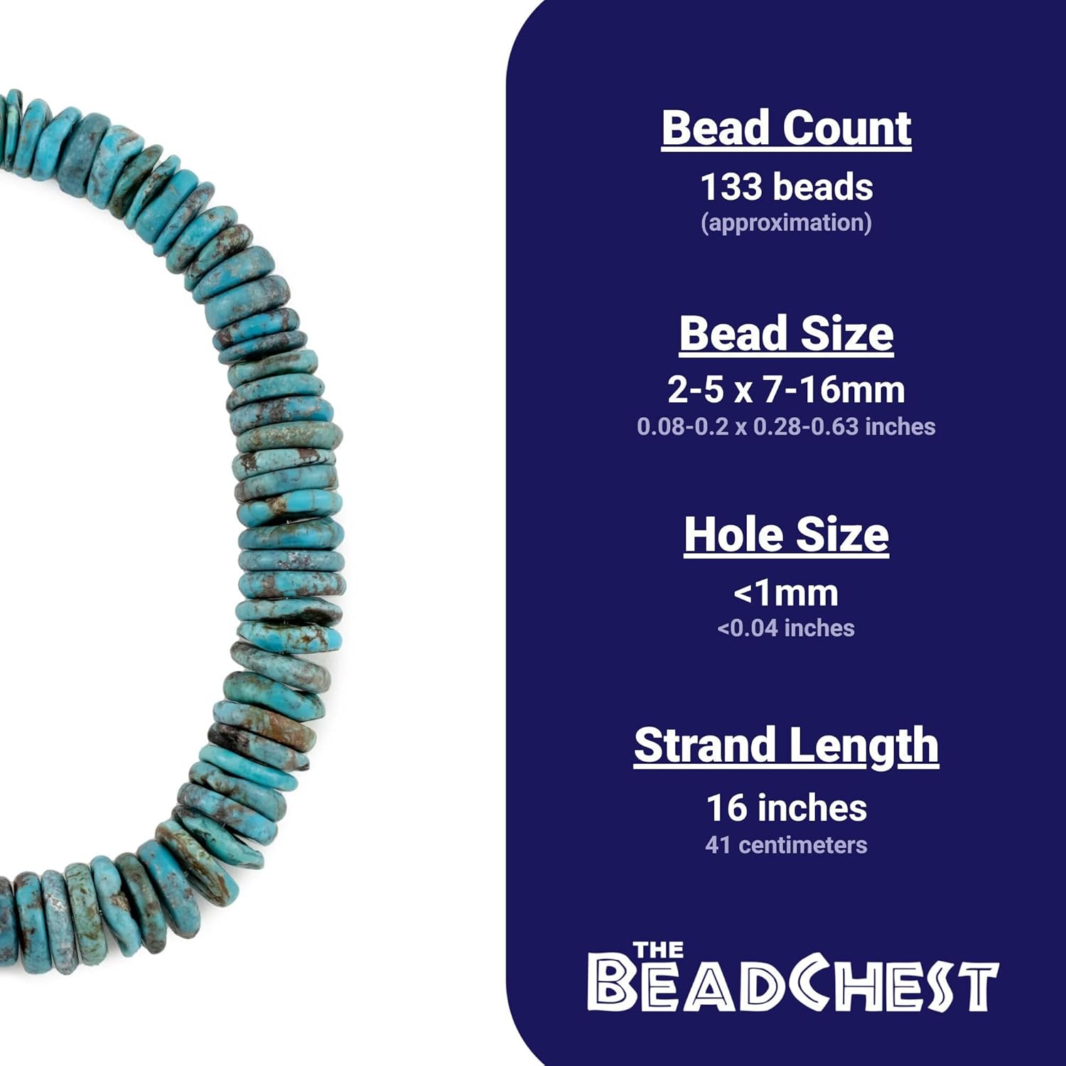 Natural Turquoise Graduated Disk Beads: Authentic Blue Stone Strand for Jewelry Making, 16 Inch