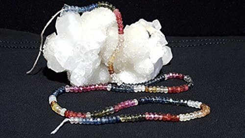 natural multi color umba sapphire micro faceted rondelle beads 4 to 4.5mm 18 in.