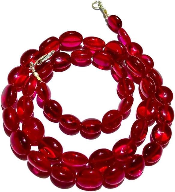 Hand_Crafted Natural Ruby Corundum Oval soomth Beads 9x12-10x12mm 36 Inch Long String Jewelry Making Beads for Necklace YO-NECK-23065