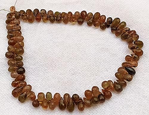 8 inch Strand of Natural Andalusite 6-9mm Drop Faceted briolette Beads for DIY Jewelry Making. |BRIO_00399
