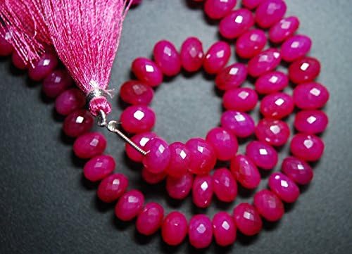 13 inch natural beads strand of 7-8mm faceted rondelle pink chalcedony gemstone beads for DIY jewelry - necklace, bracelet, earring, ring.