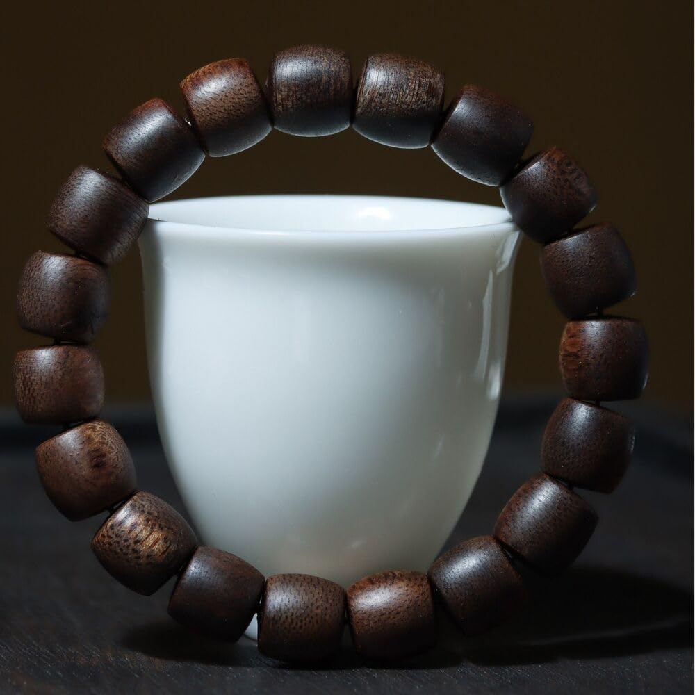 Agarwood 10mm×17pcs Fusen Red Earth Agarwood Drum Beads Nine Points Sinking Buddha Beads