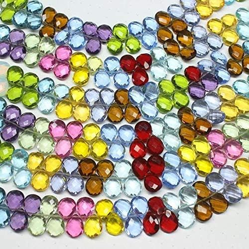 Multi Quartz Checker Faceted Pear Drop Gemstone Craft Loose Beads Strand 8 Inch Long 15mm 20mm Code-HIGH-2135