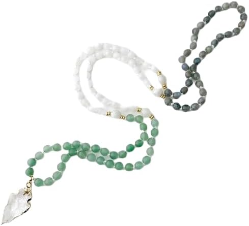 Natural Green Aventurine Moonstone Labradorite and Quartz 8mm 108 Mala Beads, Spiritual, Meditation Beads, Reiki, Japa Mala, Buddhist Prayer Beads, Yoga Bracelet, healing beads LKMALA-RRGU-2187