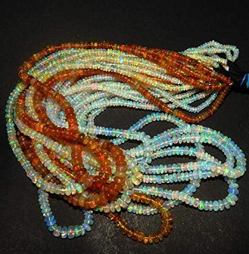 Ethiopian Opal Rondelle Beads 12 Strand Necklace welo Opal Beads Size 3x6 mm 19 inch Code-HIGH-46958