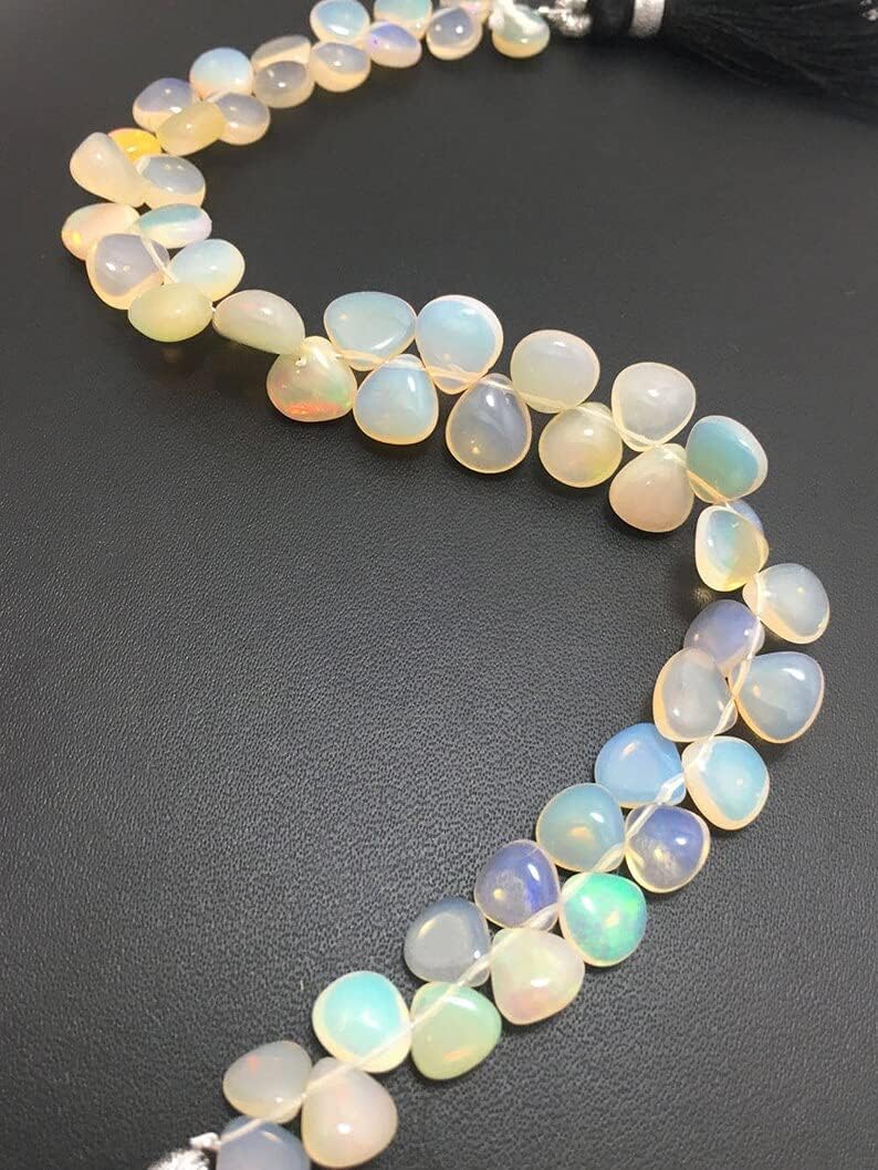 8 inch Strand of Natural Brown Ethiopian Opal 6.5-8.5 mm Heart Smooth briolette Beads for DIY Jewelry Making. |BRIO_01305