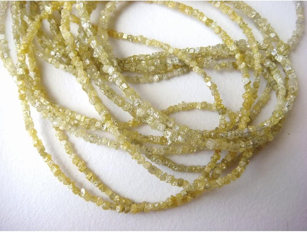 1.5mm To 2mm Yellow Rough Diamond Box Cubes, Yellow Raw Diamonds, Raw Box Diamonds Beads, Conflict Free Diamond Beads (4IN T0 16IN Options), 1.5-2 MM
