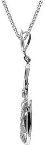 14k White Gold 1/10 Ct Diamond Leaf Pendant 18