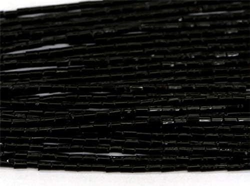 1 strands natural black agate tube columnar loose beads small 3x5mm 02672