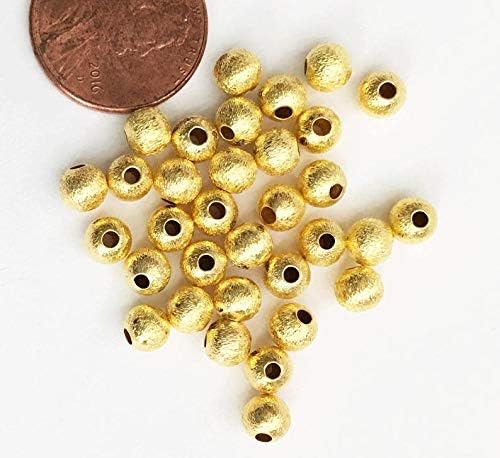 Bulk 500 pcs of Gold Plated Round Brushed Beads 5mm, Round Brushed Beads, Gold Spacer Beads