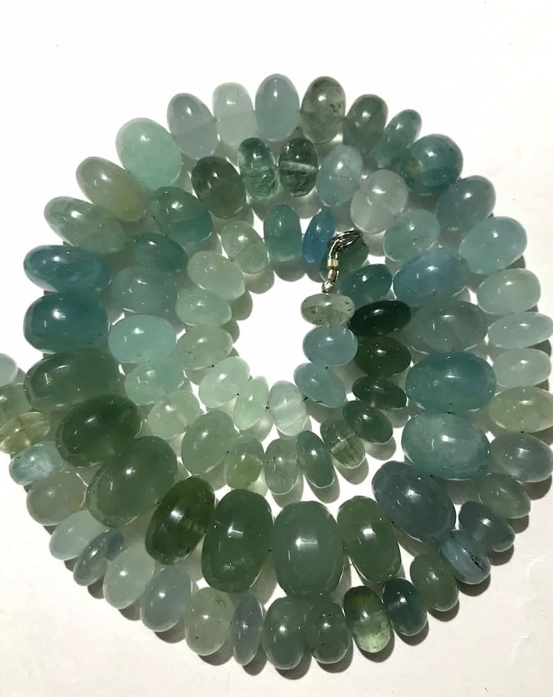 Natural Aquamarine rondelle Smooth Beads 16x9-9x10mm 26 inch Long String Jewelry Making Gemstone Beads for Necklace Bracelet