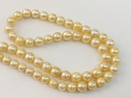 BEADS GEMSTONE 1 Strand Natural Gold South Sea Pearls Cultured, Natural Pearls, Original South Sea Pearls Non Treated Round Balls, 5.5-6.5mm, 16 Inch Code-HIGH-17672