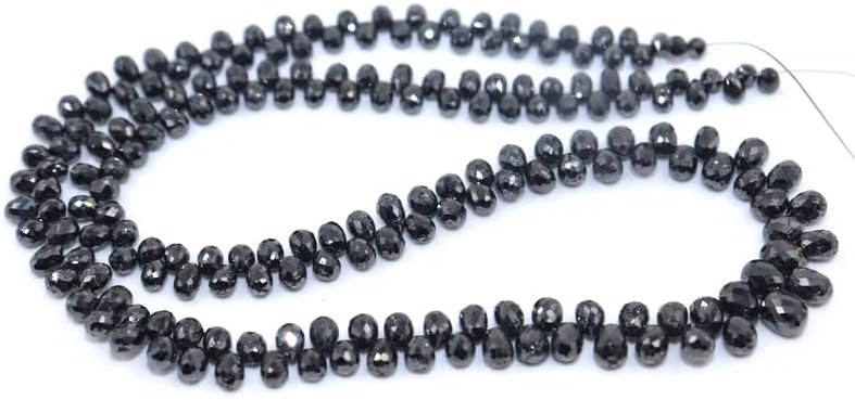 Natural Black Diamond Faceted Drops Shape Beads 3-4 mm Briolette Beads Diamond Teardrops Beads Black Diamond Drops Minimalist