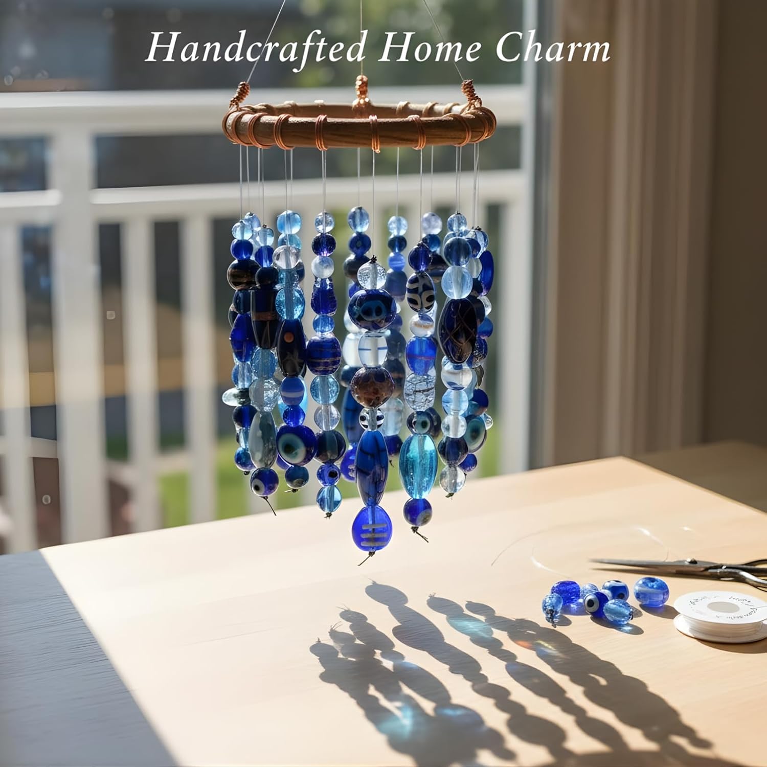 Handcrafted Blue Lampwork Glass Beads | Multi-Shape Fancy Assorted Beads Mix | Available in 50 Strands | Artistic Handmade Beads for Jewelry Making & DIY Crafts.