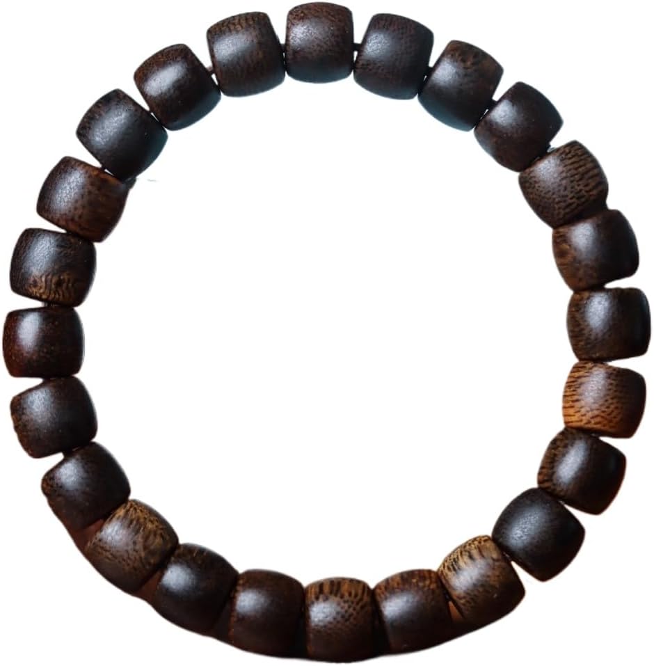 Hainan Yingge Green Aquilaria Agallocha Agarwood 9mm Barrel Beads Single Strand Full Grain, Dense Fragrance, Sweet and Cool Sink-Grade