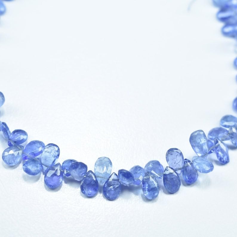 Natural Tanzanite pear Faceted Beads 4.5X6.5-5X7.5mm 8 inch Long String Jewelry Making Gemstone Beads for Necklace Bracelet