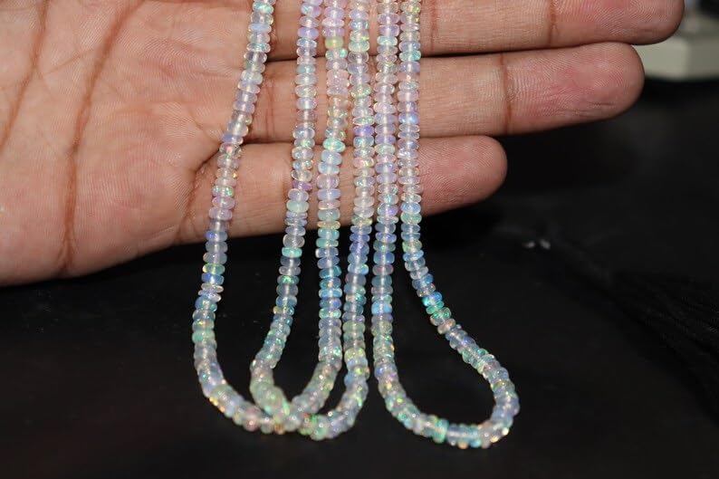 Ethiopian Opal Bead Opal Rondelle Beads 4-4.25 mm Opal Plain Beads Fire Opal Beads Flashy Opal Beads for Making Jwelery
